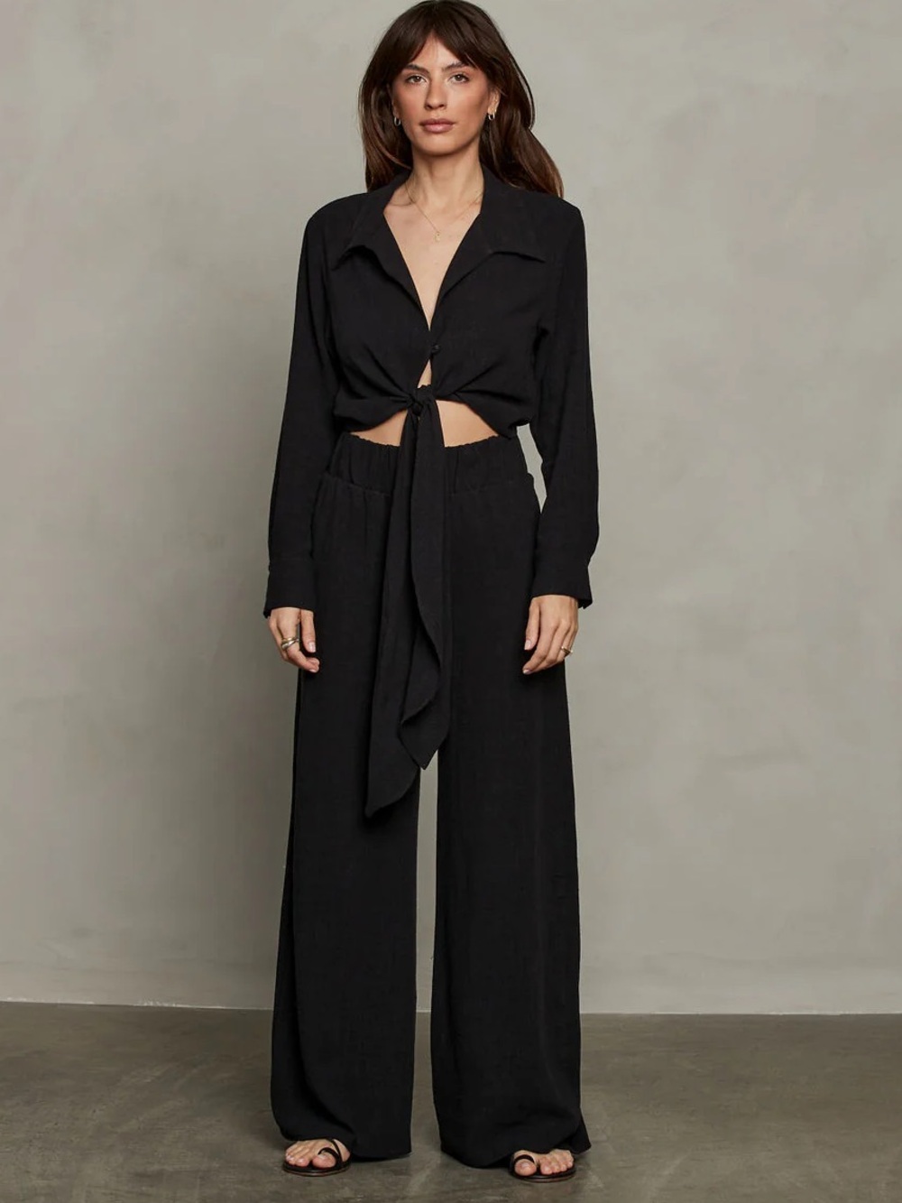Rhea Wide Leg Pant & Top - Black